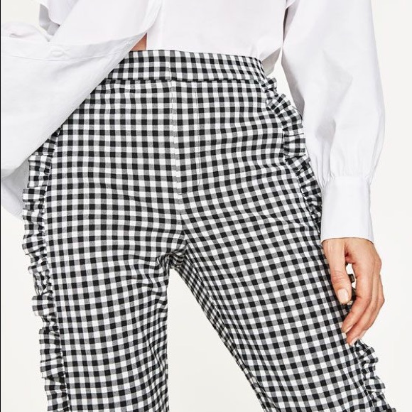 Zara Gingham Trousers with Ruffles - Picture 5 of 9